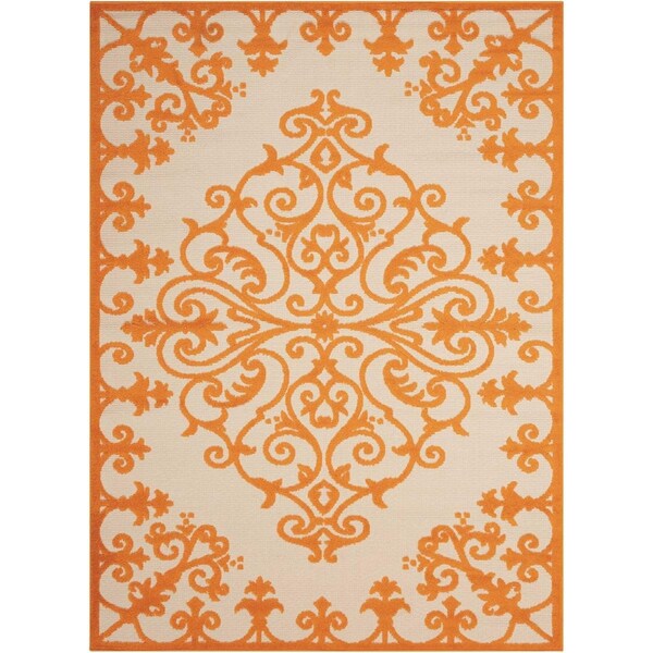 Palacedesigns 8 x 11 ft. Orange Medallion Indoor & Outdoor Area Rug - Orange - 8' x 11' PA3657816 - main